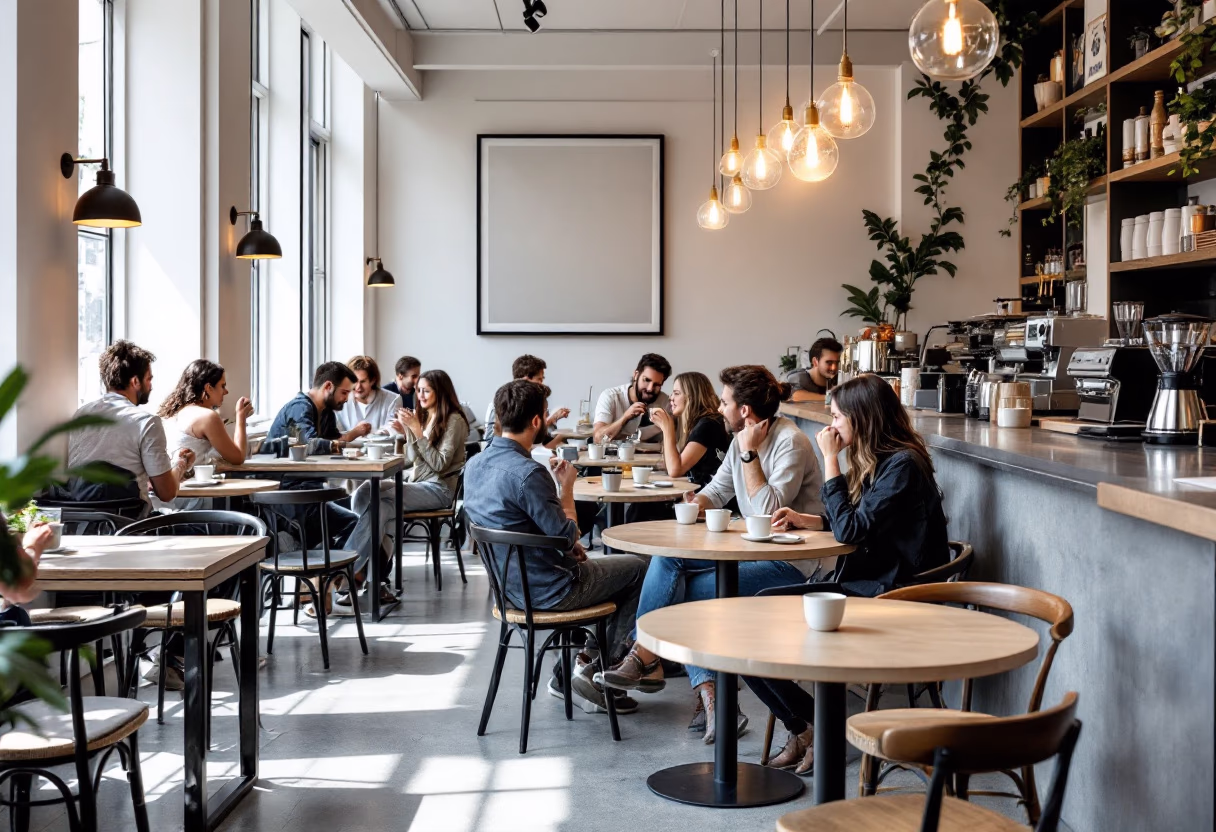 Restaurant with customers enjoying their meal